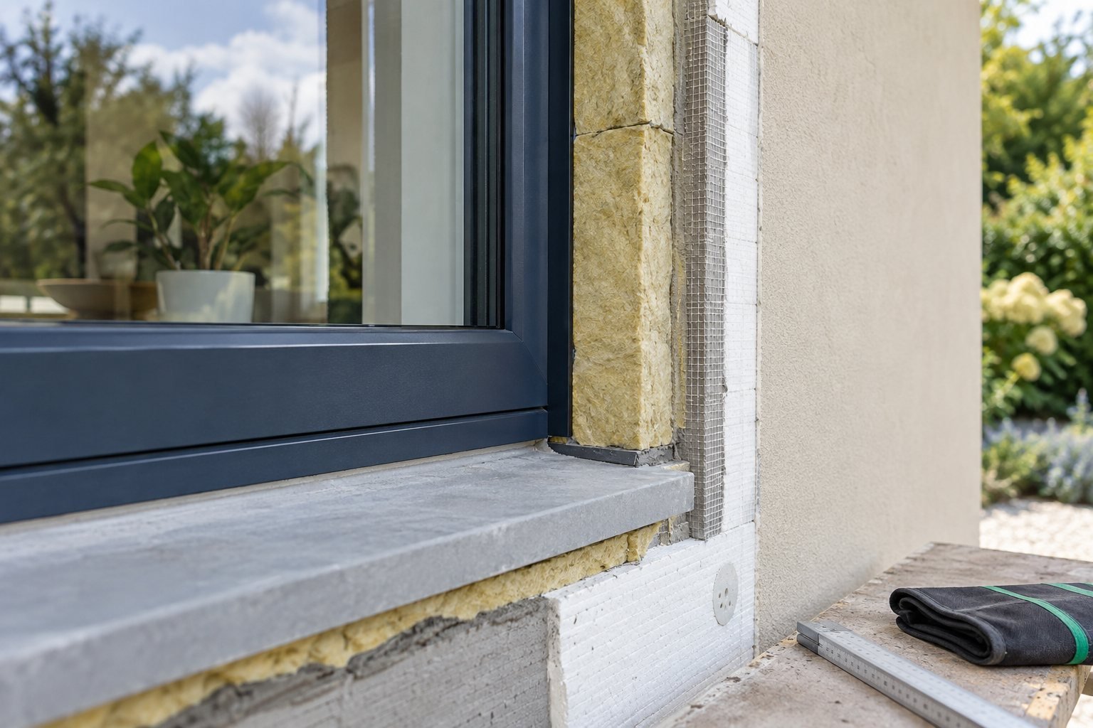 Fensteranschluss und Dämmschicht bei einer energetischen Sanierung